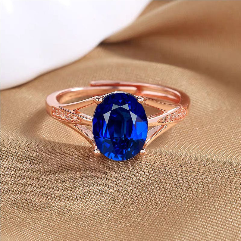European And American Rose Gold Plated Pigeon Blood Red Zircon Ring