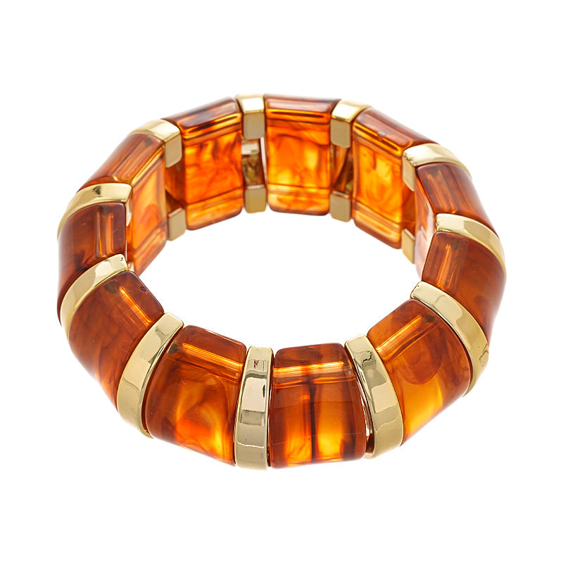 European And American Retro Blooming Acrylic Elastic Bracelet