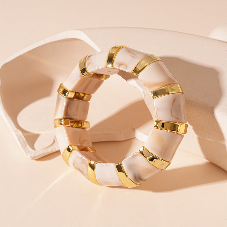 European And American Retro Blooming Acrylic Elastic Bracelet