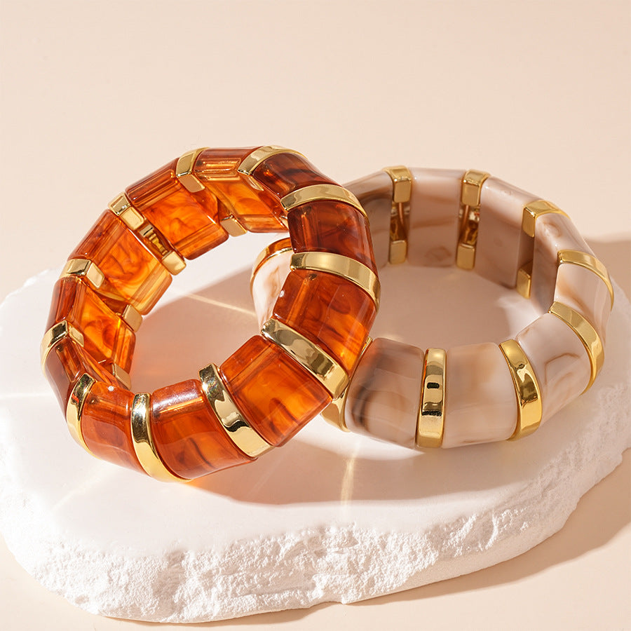 European And American Retro Blooming Acrylic Elastic Bracelet