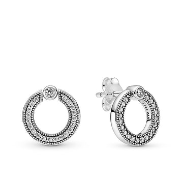 Pandora Pavé & Logo Circle Reversible Stud Earrings – Elegant Gift Jewelry Set