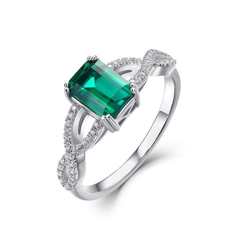 S925 Inlaid Emerald Retro Finger Ring