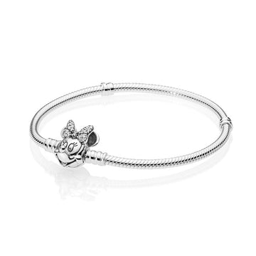 Pandora Disney, Shimmering Minnie Portrait Sterling Silver Bracelet – Elegant Gift Jewelry Set