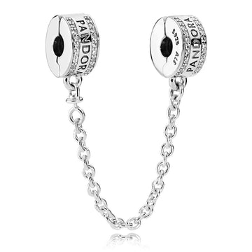 Pandora Logo Safety Chain, Clear CZ – Elegant Gift Jewelry Set