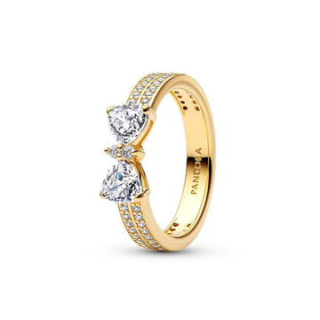 Sparkling Bow Double-row Ring – Elegant Gift Jewelry Set