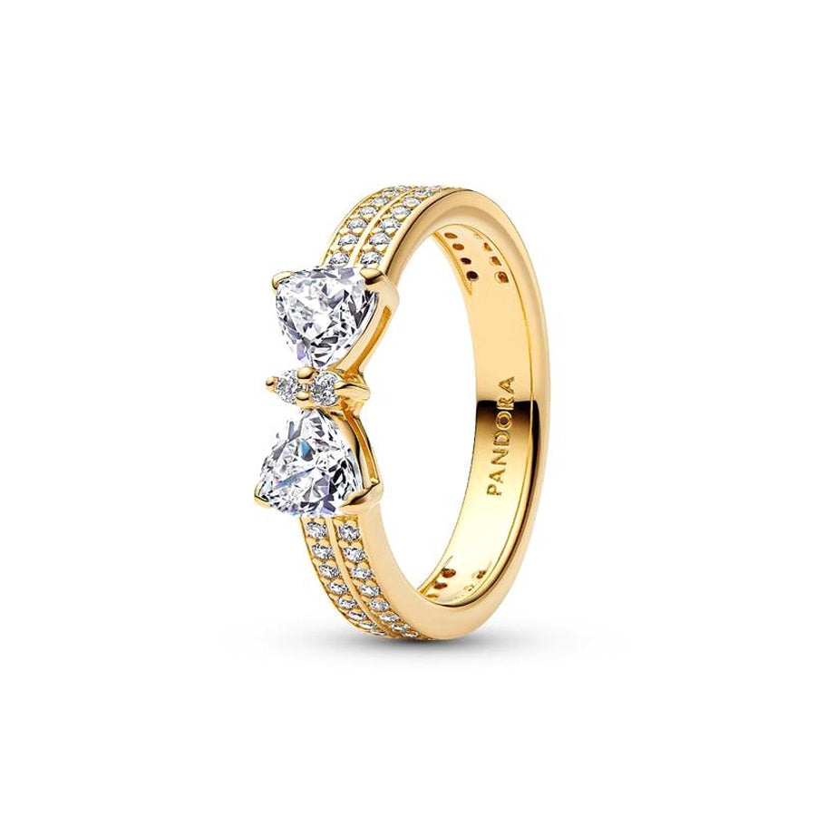 Sparkling Bow Double-row Ring – Elegant Gift Jewelry Set