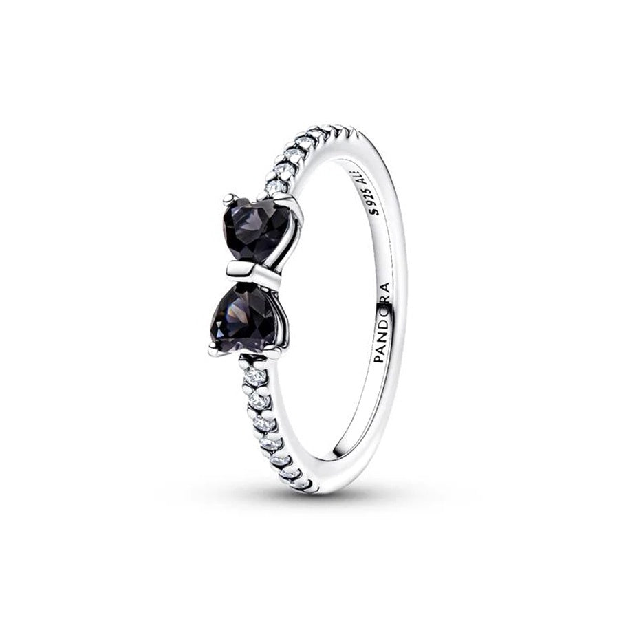 Pandora Sparkling Black Bow Ring – Elegant Gift Jewelry Set