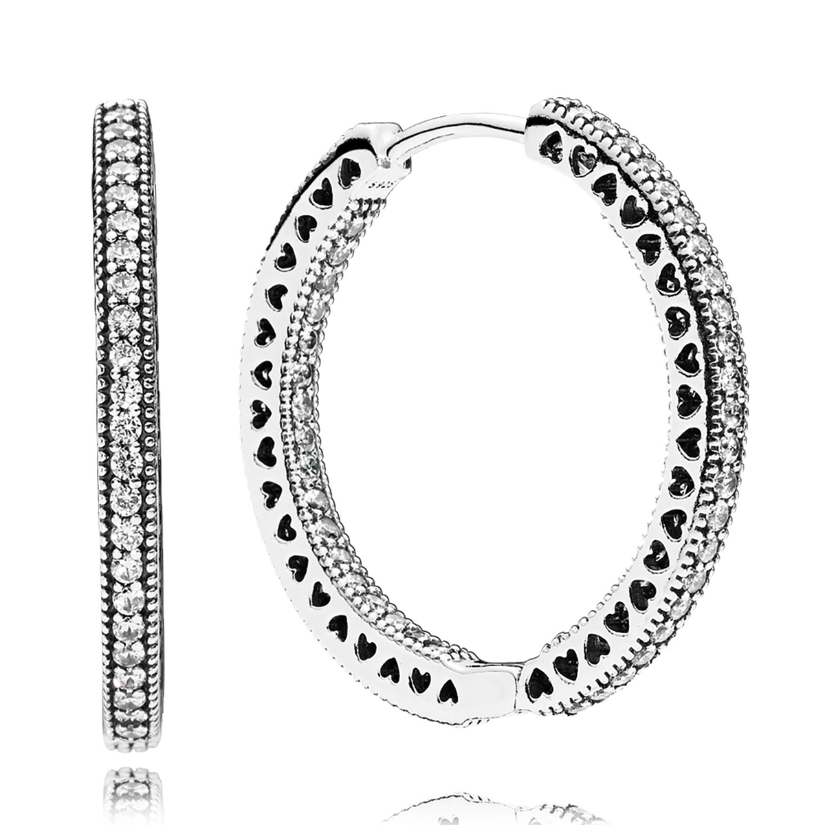 Pandora Hearts of Pandora Clear CZ 27MM Hoop Earrings – Elegant Gift Jewelry Set