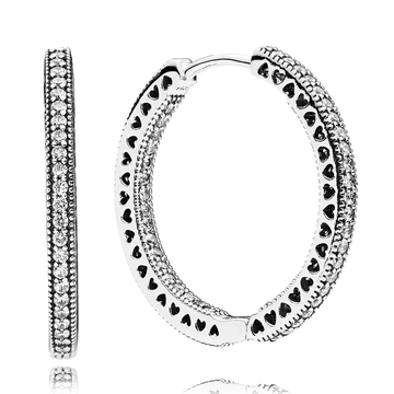 Pandora Hearts of Pandora Clear CZ 27MM Hoop Earrings – Elegant Gift Jewelry Set