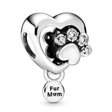 Pandora Sparkling Paw Print & Heart Charm – Elegant Gift Jewelry Set