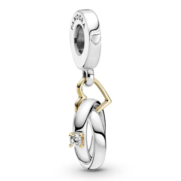 Pandora Two-tone Wedding Rings Dangle Charm – Elegant Gift Jewelry Set