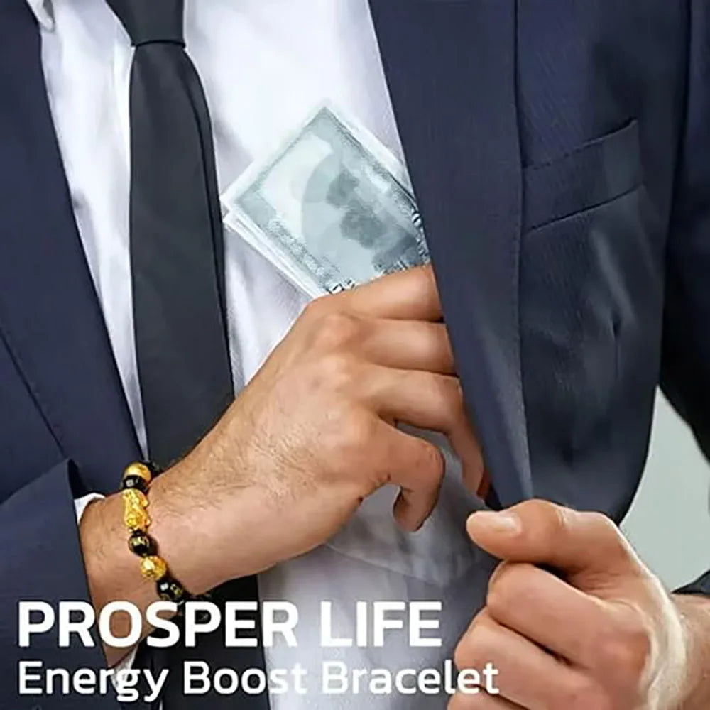 Fengshui Wealth and Luck Bracelet, Feng Shui Black Obsidian Pixiu Wealth Bracelet Prosperity Buddha Beads Elastic Bracelet