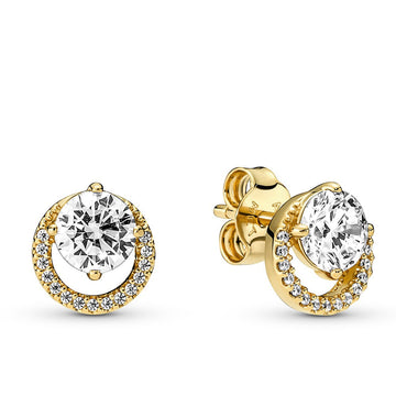 Pandora Sparkling Round Halo Stud Earrings – Elegant Gift Jewelry Set