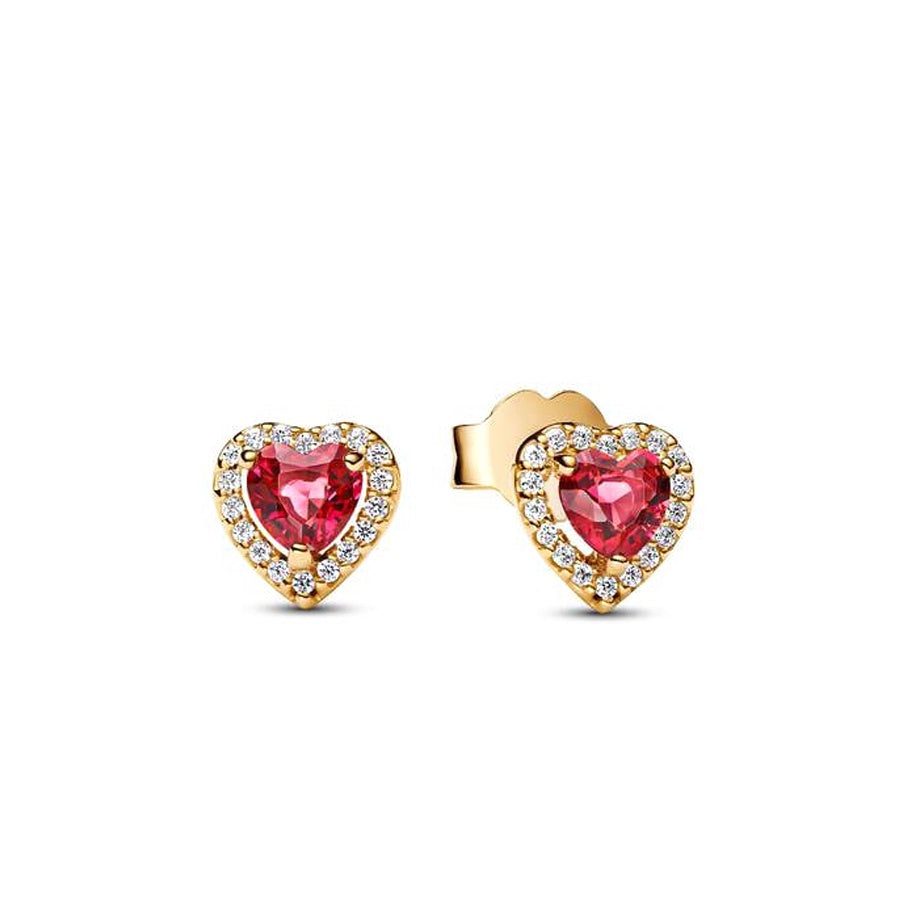 Pandora Red Elevated Heart Stud Earrings – Elegant Gift Jewelry Set
