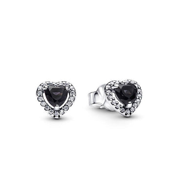 Pandora Black Elevated Heart Stud Earrings – Elegant Gift Jewelry Set
