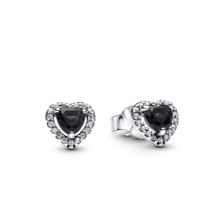 Pandora Black Elevated Heart Stud Earrings – Elegant Gift Jewelry Set