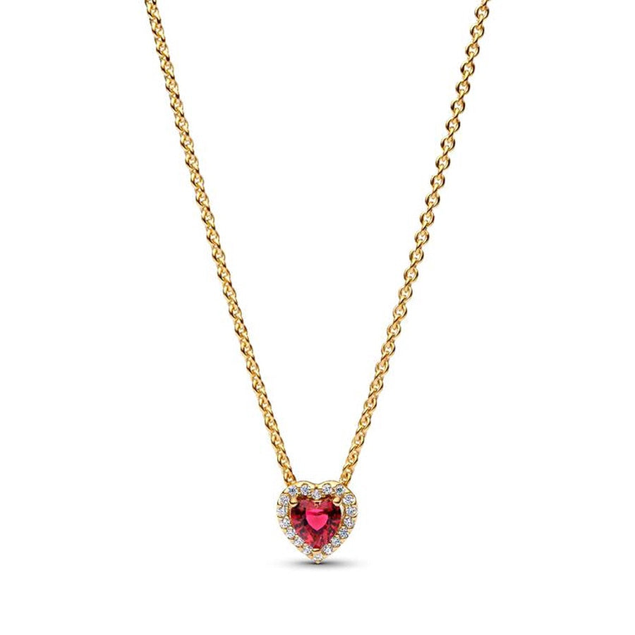 Pandora Red Elevated Heart Necklace – Elegant Gift Jewelry Set