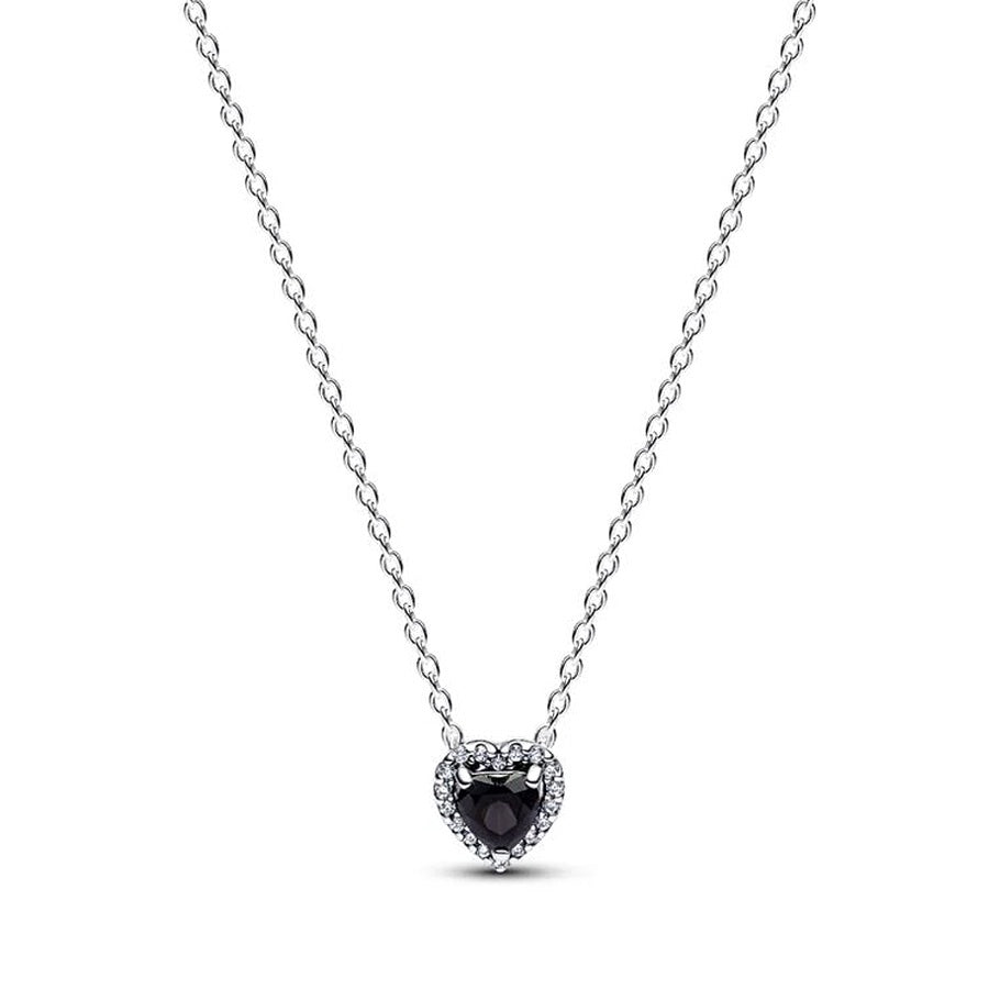 Pandora Black Elevated Heart Necklace – Elegant Gift Jewelry Set