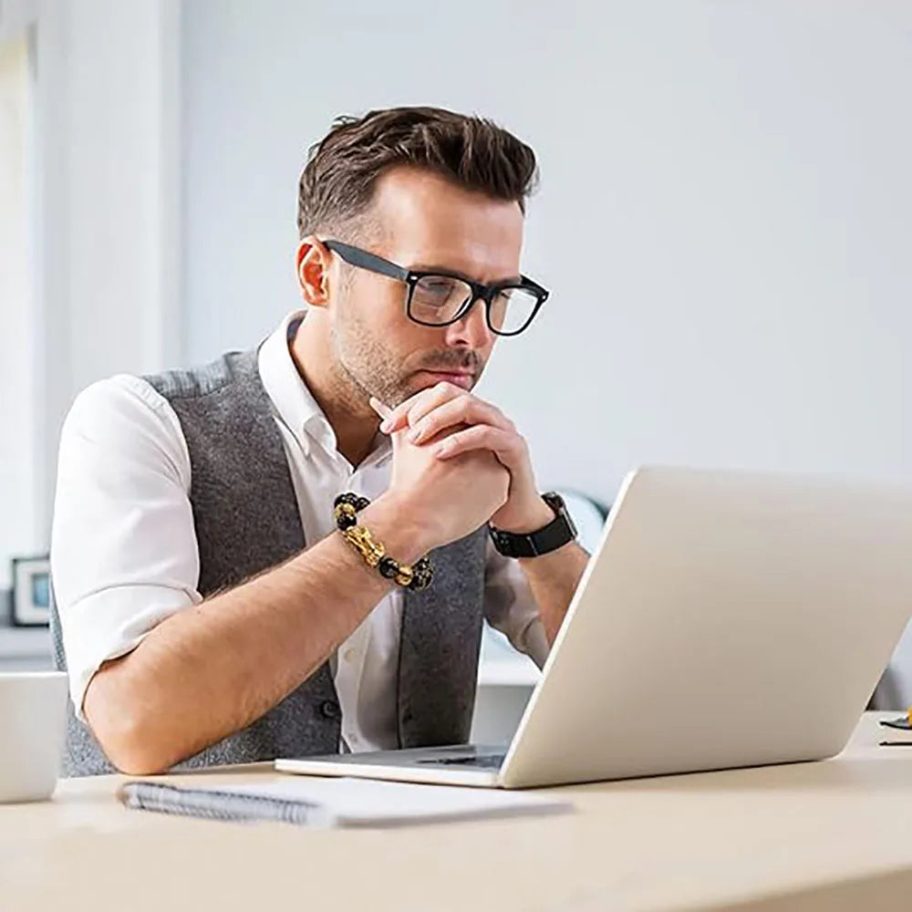 Fengshui Wealth and Luck Bracelet, Feng Shui Black Obsidian Pixiu Wealth Bracelet Prosperity Buddha Beads Elastic Bracelet