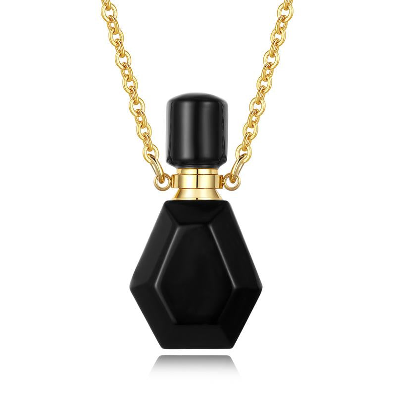 EUDORA Crystal Perfume Bottle Pendant Necklace for Essential Oils and Fragrance, Unique Natural Crystal for Aromatherapy, Amethyst Healing Jewelry