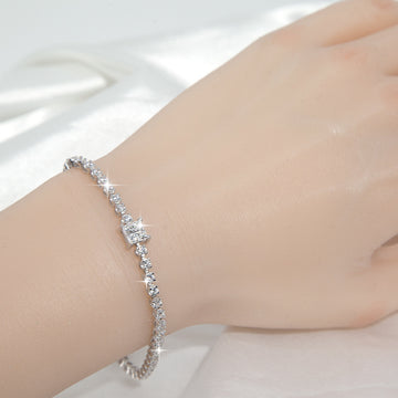 Sterling Silver S925 Moissanite Princess Square Bracelet High-grade D Color
