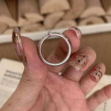 925 Sterling Silver Horse Eye Zircon Hand-carved Gold Drawing Ring