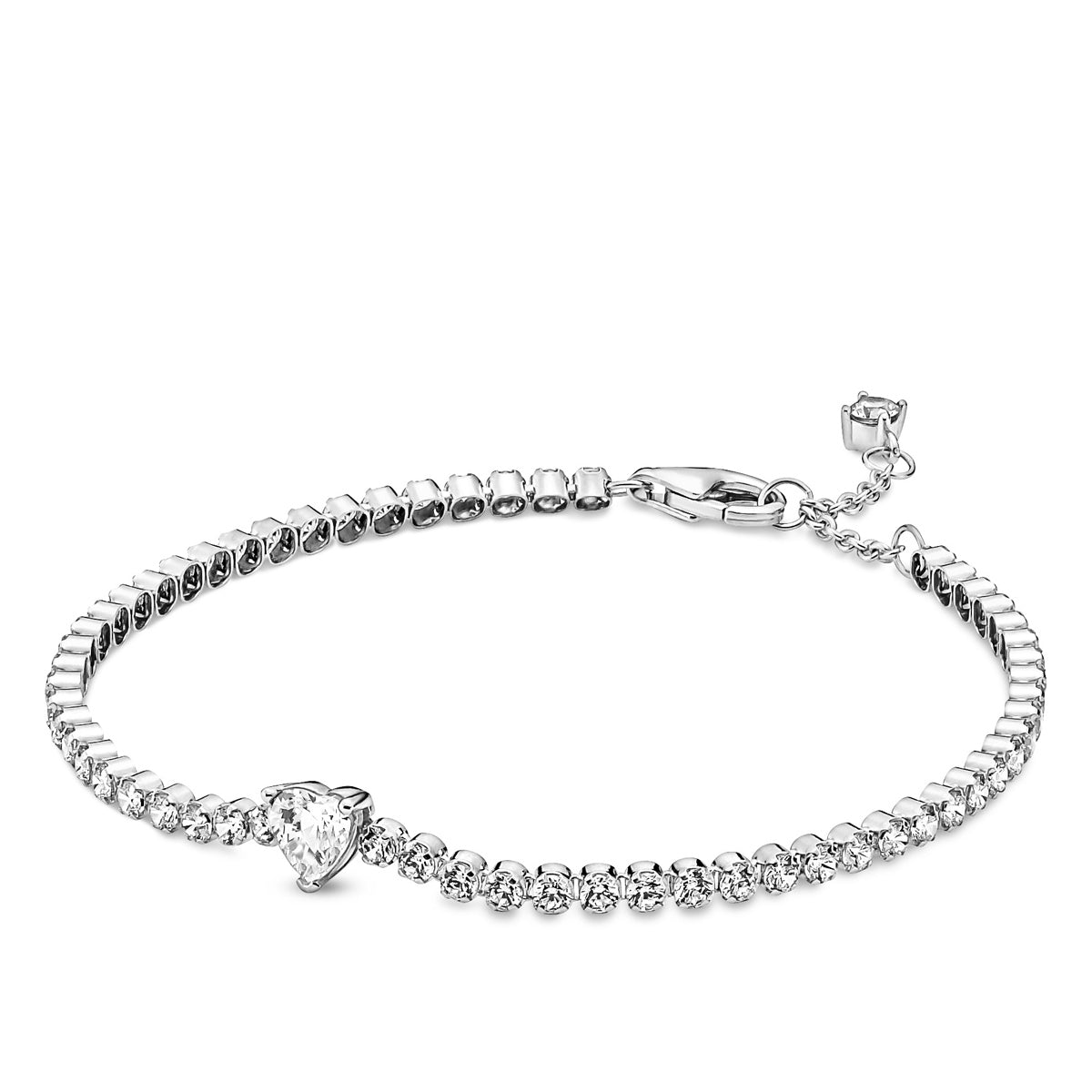 Pandora Sparkling Clear Heart Tennis Bracelet – Elegant Gift Jewelry Set
