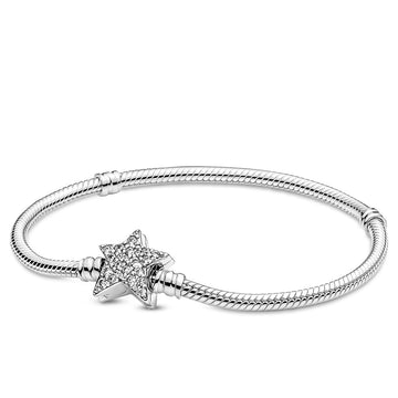 Pandora Moments Asymmetric Star Clasp Snake Chain Bracelet – Elegant Gift Jewelry Set