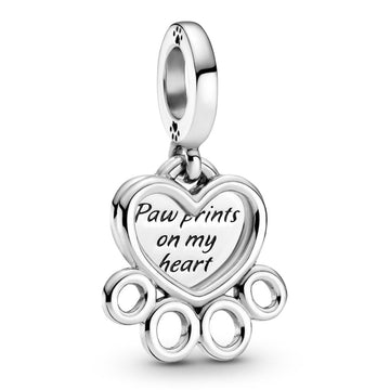 Pandora Hearts & Paw Print Dangle Charm – Elegant Gift Jewelry Set