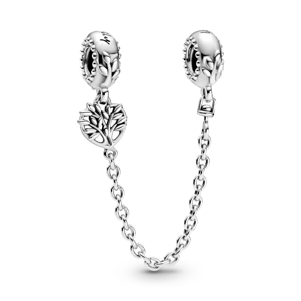 Pandora Heart Family Tree Safety Chain Charm – Elegant Gift Jewelry Set