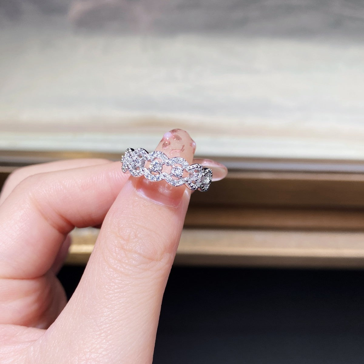 S925 Sterling Silver Fairy Lace Ring VA Zircon Qingshan