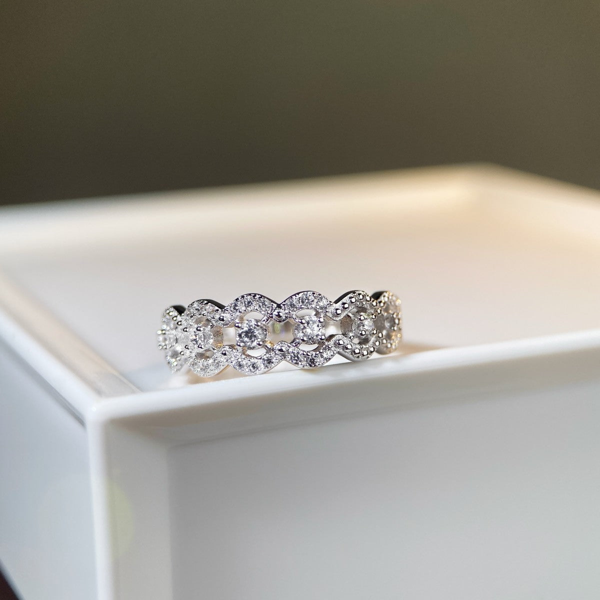 S925 Sterling Silver Fairy Lace Ring VA Zircon Qingshan