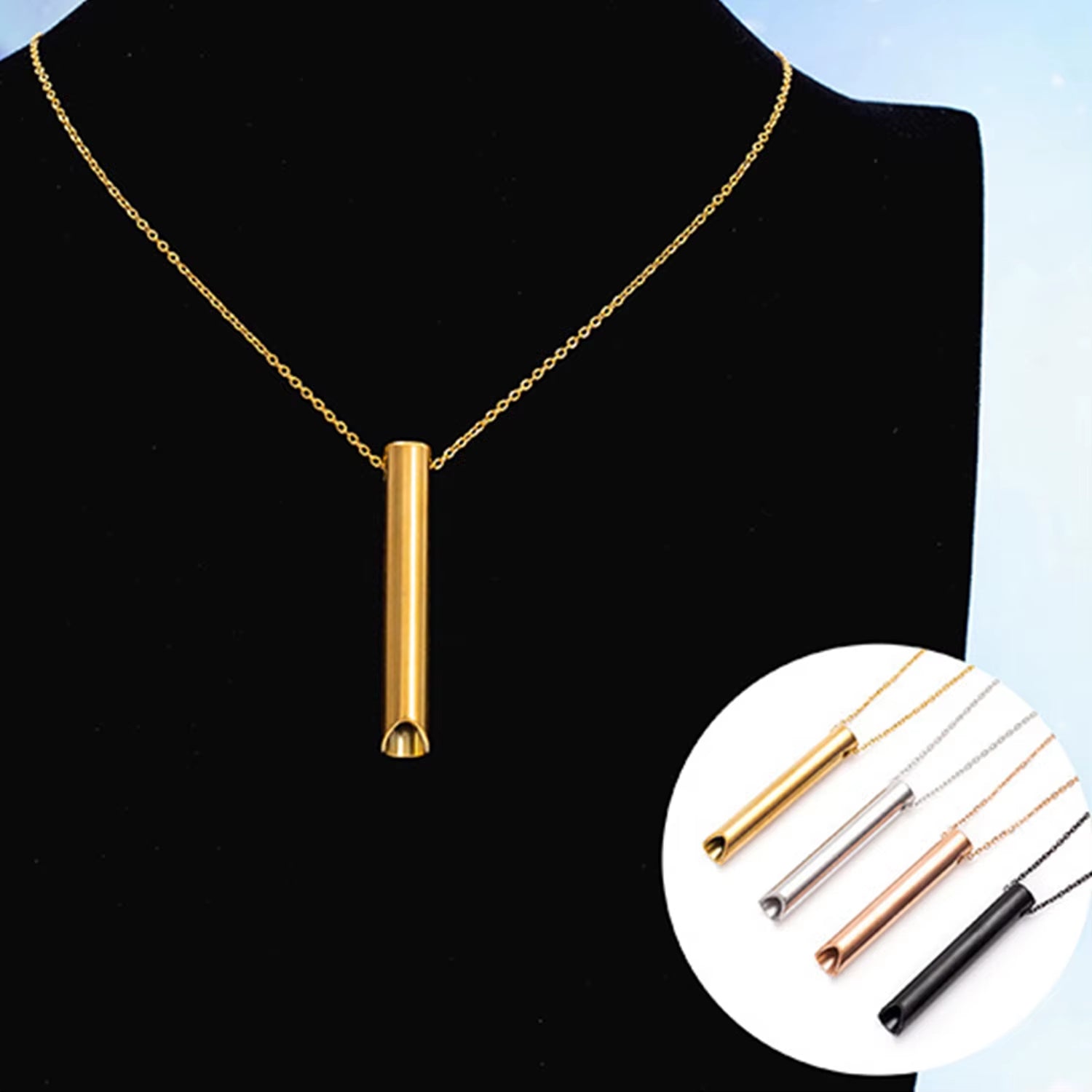 Breathwork Meditation Mindfulness Breathing anti Smoking Necklace Stainless Steel Whistle Anxiety Relief Jewelry