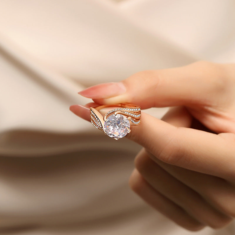 Retro 3 Karat Geometric Zircon Ring