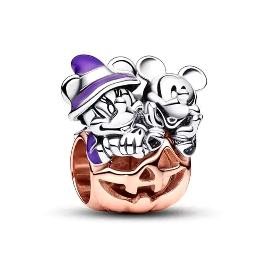 Disney Mickey Mouse & Minnie Mouse Halloween Pumpkin Charm – Elegant Gift Jewelry Set