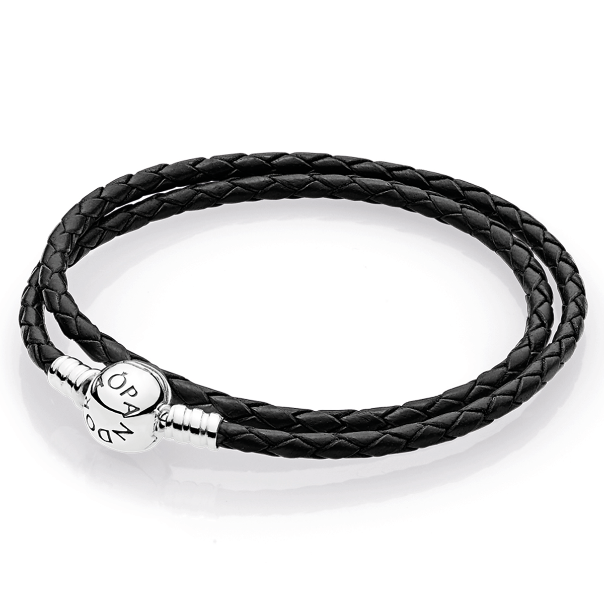 Pandora Black Braided Double-Leather Charm Bracelet – Elegant Gift Jewelry Set