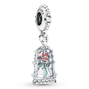 Pandora Disney Beauty and the Beast Enchanted Rose Dangle Charm – Elegant Gift Jewelry Set