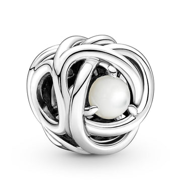 Pandora June - White Mother of Pearl Eternity Circle Charm – Elegant Gift Jewelry Set
