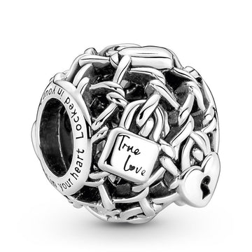 Pandora Openwork Chain Link Padlock Charm – Elegant Gift Jewelry Set