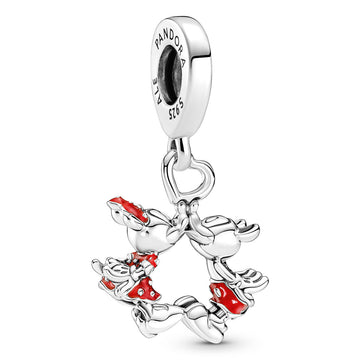 Pandora Disney Mickey Mouse & Minnie Mouse Kissing Dangle Charm – Elegant Gift Jewelry Set