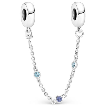 Pandora Triple Blue Stone Safety Chain – Elegant Gift Jewelry Set