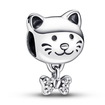 Pandora Pet Cat & Bow Charm – Elegant Gift Jewelry Set