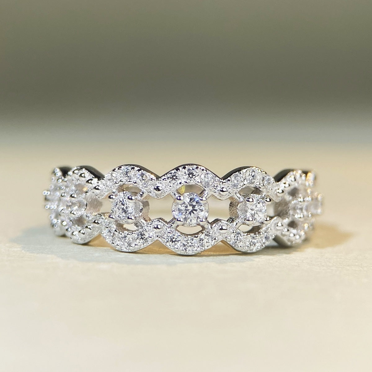 S925 Sterling Silver Fairy Lace Ring VA Zircon Qingshan