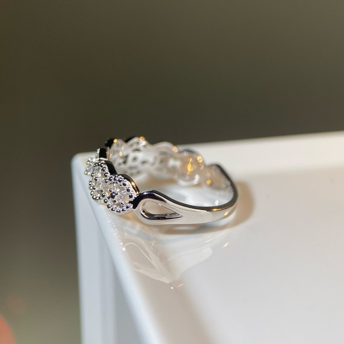 S925 Sterling Silver Fairy Lace Ring VA Zircon Qingshan