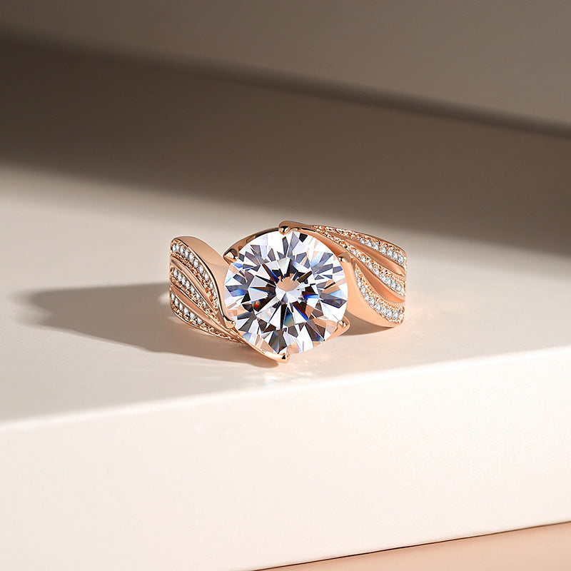 Retro 3 Karat Geometric Zircon Ring