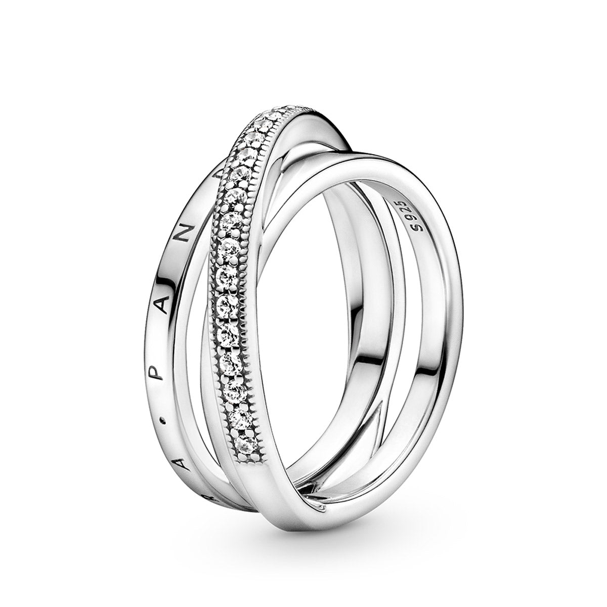 Pandora Crossover Pavé Triple Band Ring – Elegant Gift Jewelry Set