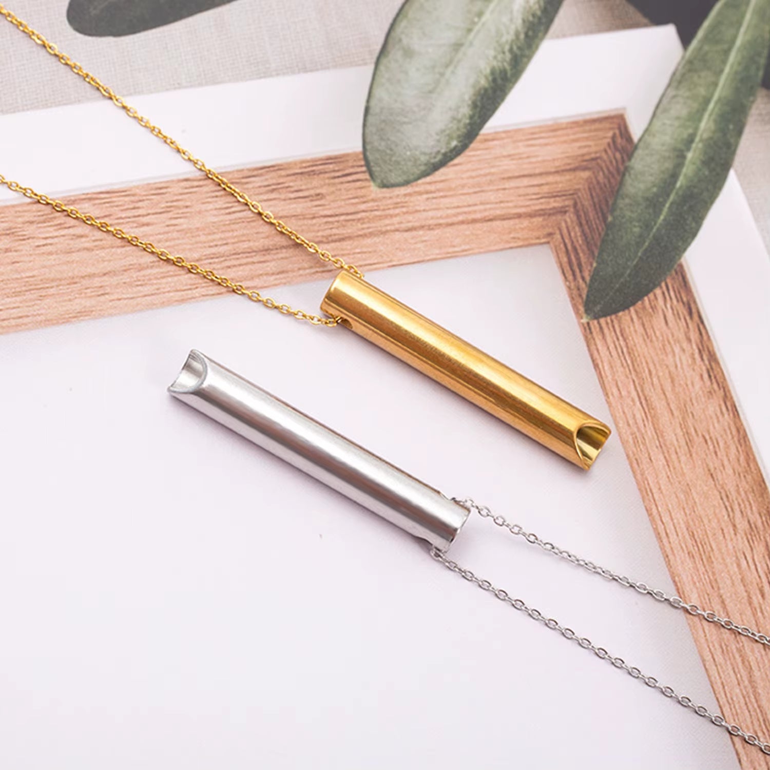 Breathwork Meditation Mindfulness Breathing anti Smoking Necklace Stainless Steel Whistle Anxiety Relief Jewelry