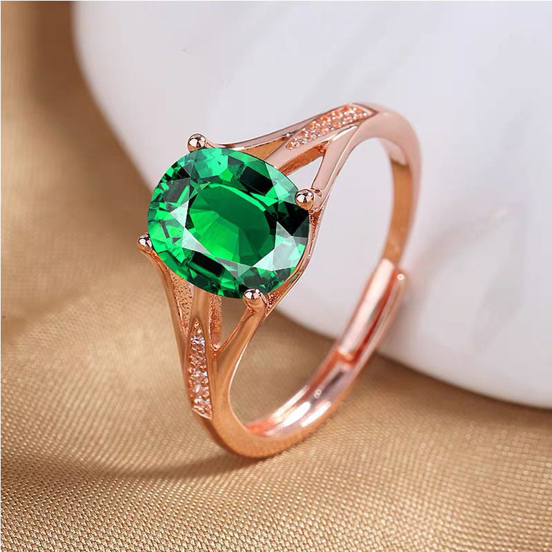 European And American Rose Gold Plated Pigeon Blood Red Zircon Ring