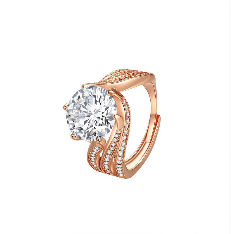 Retro 3 Karat Geometric Zircon Ring