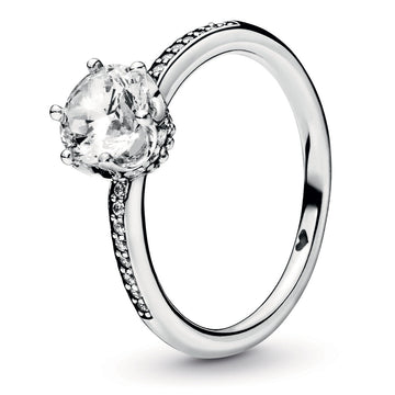 Pandora Clear Sparkling Crown Solitaire Ring – Elegant Gift Jewelry Set